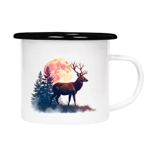 Plecháček - smaltový lem s potiskem Jelen a měsíc