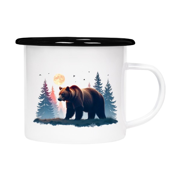 Plecháček - smaltový lem s potiskem Medvěd a měsíc 